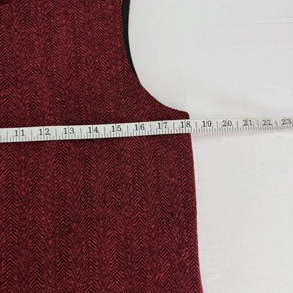 Harve Benard Wool Red Black Sleeveless Dress Jackie O Zipper Details Size 6P EUC - Picture 9 of 9